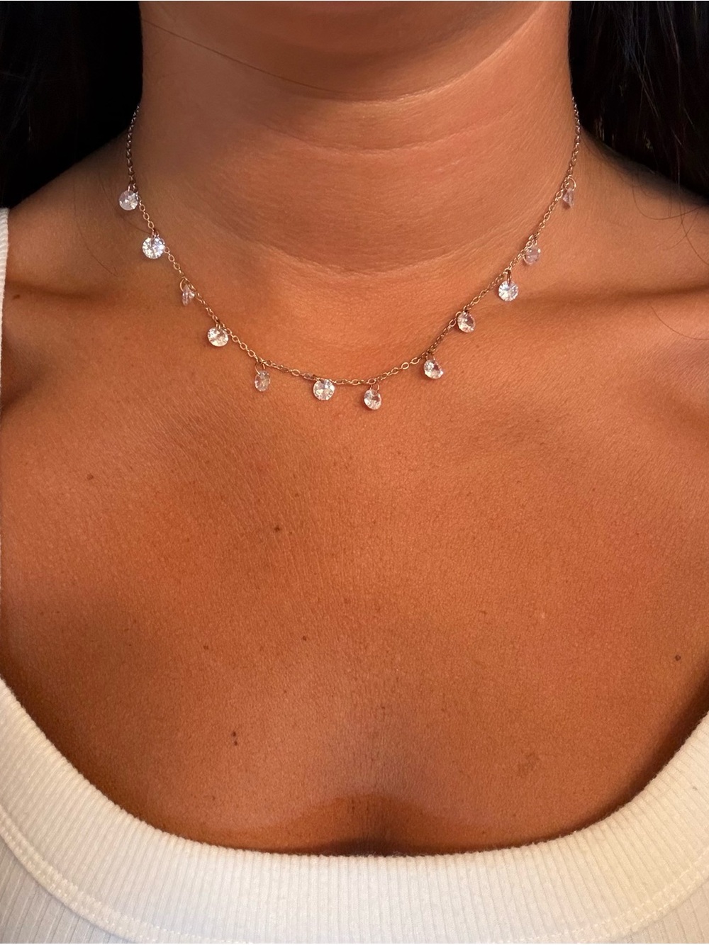 Francesca's Collections Rose Gold Sparkling Drop Choker Necklace
